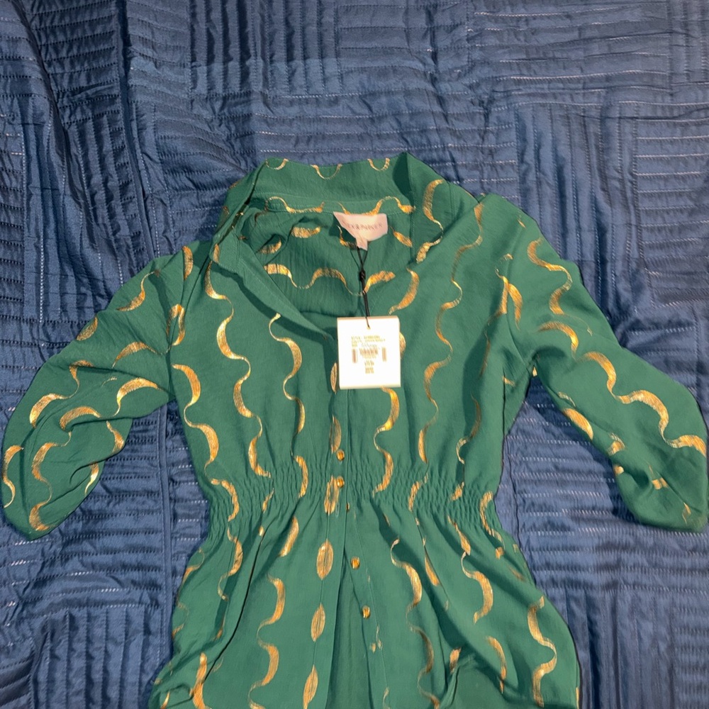 Parker Green and Gold Blouse